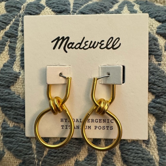 Madewell Jewelry - NWT: Madewell Gold Double Wire Wrap Dangle Hoop Earrings